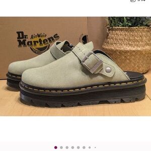 Dr. Martens Zebzag Sage Green Suede Casual Slingback Platform Mules UK 7 NIB